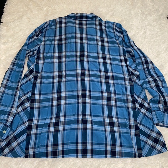 J. Jill button down Lightweight plaid shirt in blues Exc Condition - Picture 5 of 5
